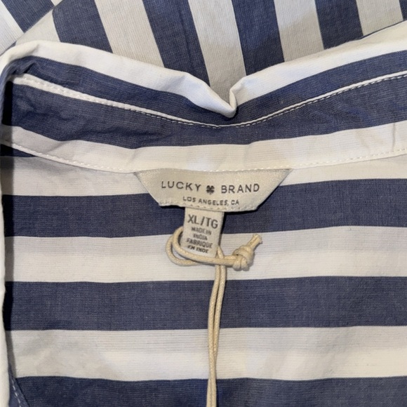 Lucky Brand🍀 Classic Poplin Blue & White Striped 100% Cotton Button Down 🥳HP🥳 - Picture 5 of 7